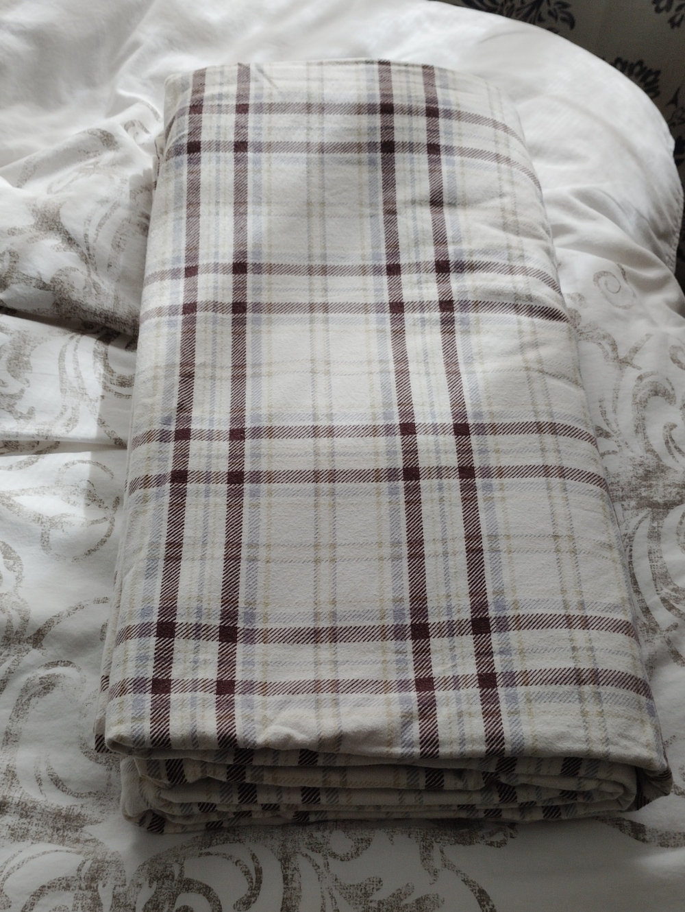 King Size Duvet Cover 100% Cotton Flannel in Neutral Plaids from JC Penney Home